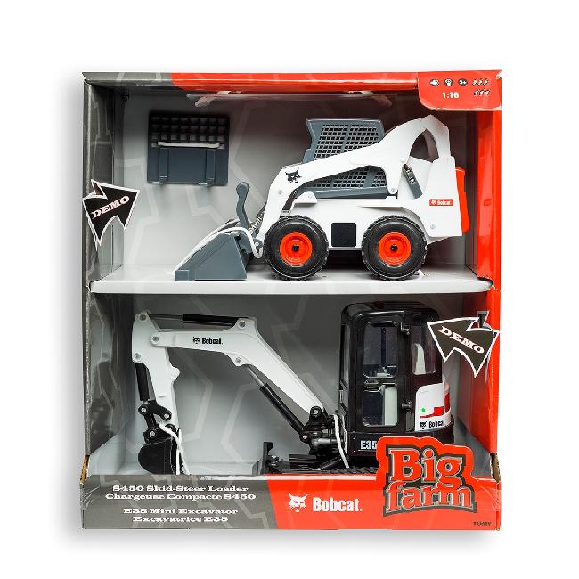 1:16 Bobcat Skid Steer and Excavator Toy Set